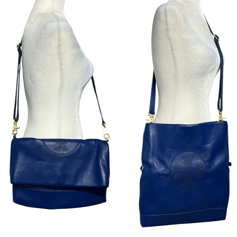 TORY BURCH Kipp Leather Perforated Fold Over Bag